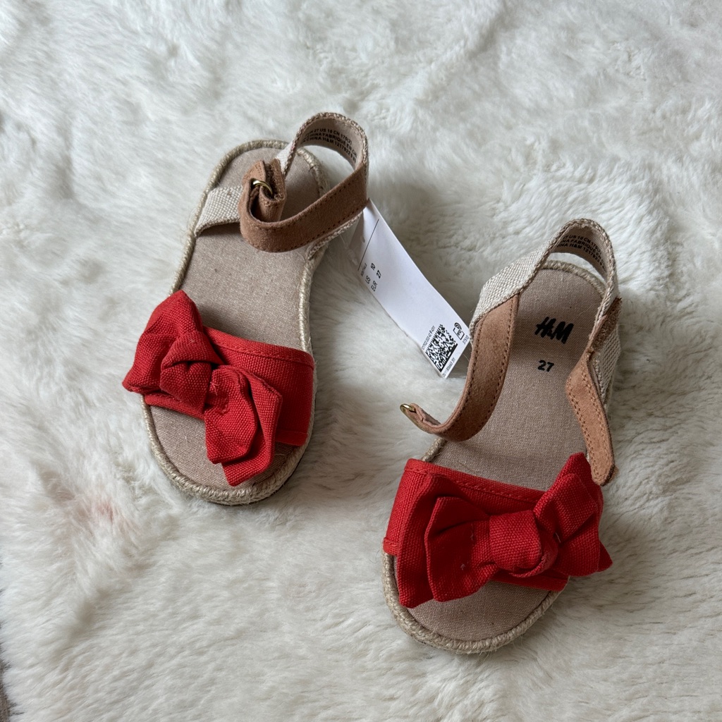 H&M Kids Sandals With Red Bow Accent